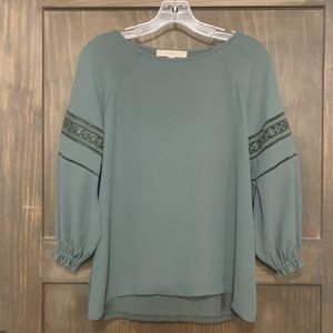 Loft 3/4 Sleeve Olive Top